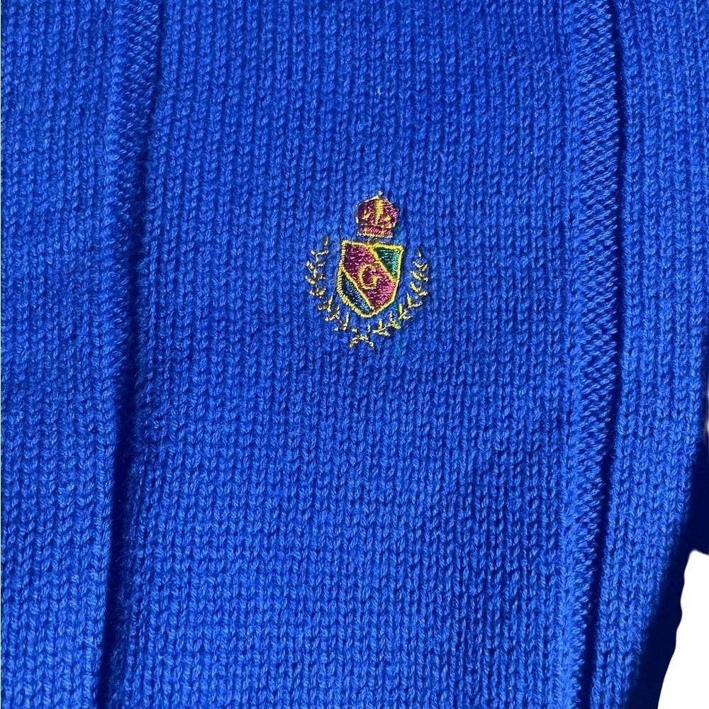 GANT Men's Blue Sweater with Red and Yellow Accents